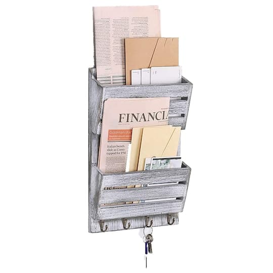 NEX™ Weathered Green Mail Sorting Rack and Key Chain Storage with 4 Key Hooks